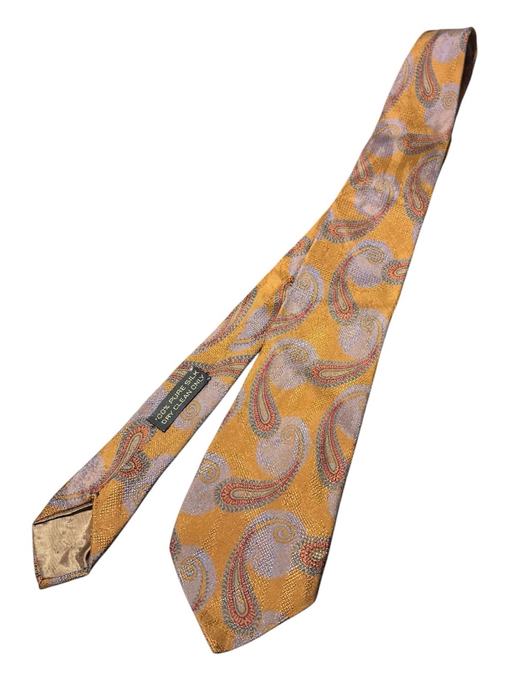 GIORGIO ARMANI CRAVATTE Vintage Silk Paisley Golden Yellow Tie